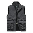 thumbnail image 3 of BiZtdJrK Mens Big and Tall Vest Lightweight Casual Work Vests Stand Collar Sleeveless Cargo Vest Outdoor Hiking Travel Golf Vest with Pockets 50% Percent Off Sales Today Dark Gray XXXXXL, 3 of 4