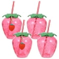 thumbnail image 1 of WORGEOUS Tazas con pajita de frutas para niñas, adorables vasos de fresa, vasos para beber a la moda, 4 Uds., 1 of 7