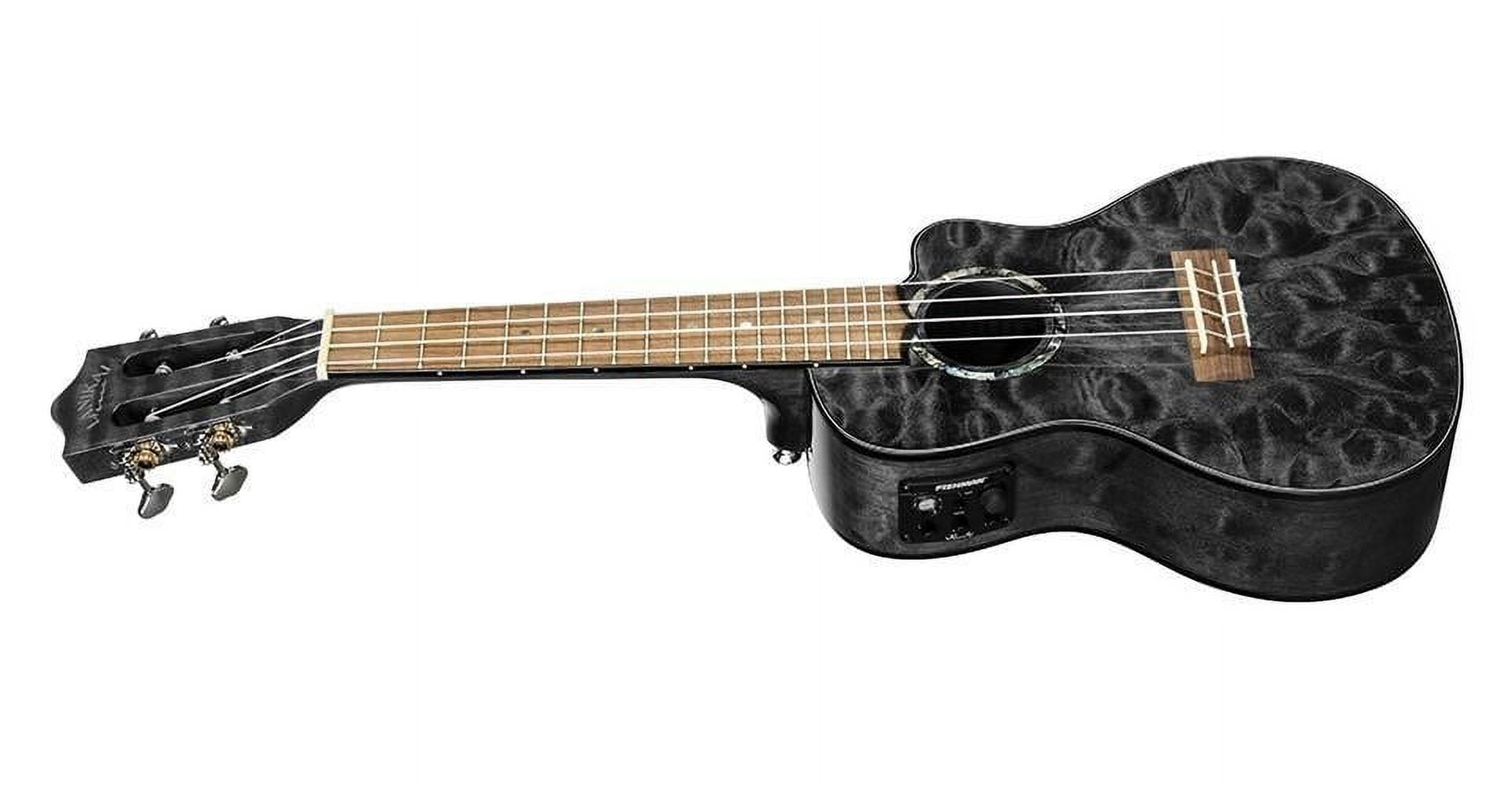 Lanikai QM-BKCEC Quilted Maple Black Stain Concert Acoustic-Electric Ukulele