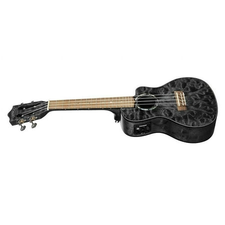 Lanikai QM-BKCEC Quilted Maple Black Stain Concert Acoustic-Electric Ukulele