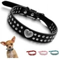 thumbnail image 1 of Small Dog Collar For Female Dogs, Bling Puppy Collar Faux Leather Fancy Diamond Crystal Glitter Pretty Jewel Rhinestone Cat Collars For XXS XS Small Medium Large Pet Girl Dogs,, 1 of 5