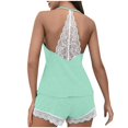 thumbnail image 3 of Bibifish Womens Pajama Sets Lace V Neck Strap Pajama Sets Casual Cami Tops With Shorts 2 Piece Cozy Soft Sleepwear Sets For Ladies, 3 of 9