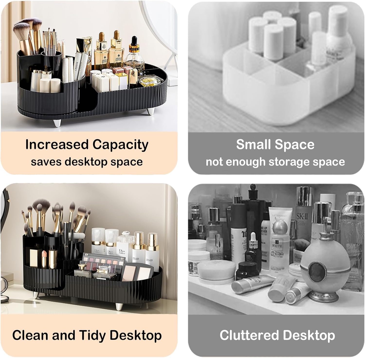 Govvep Rotating Cosmetics Storage Organizer, Black photo 6