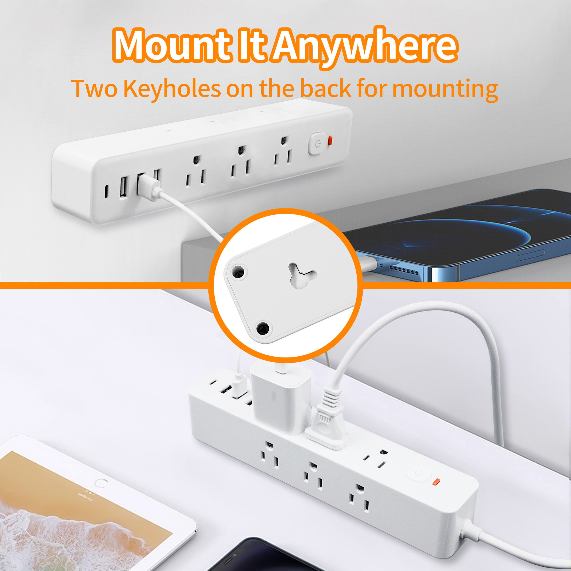 Meromore 9-Outlet Surge Protector Power Strip with USB-C and 4 USB Ports photo 6