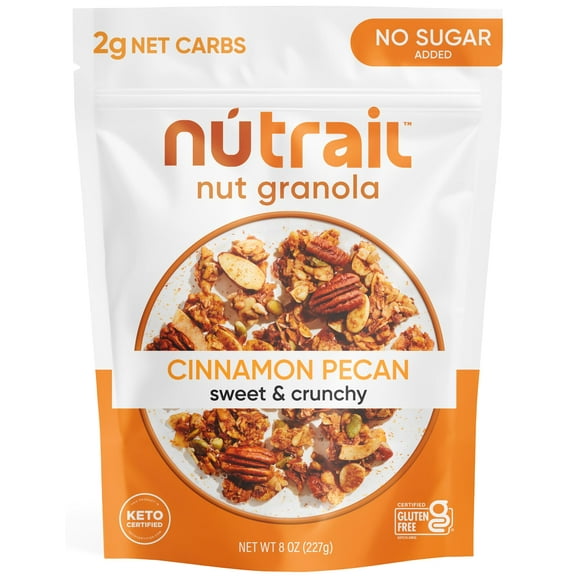 NuTrail Nut Granola Cereal, STF9 Cinnamon Pecan, No Sugar Added, Gluten Free, Grain Free, Keto, Low Carb, Healthy Breakfast 8 oz. 1 Count