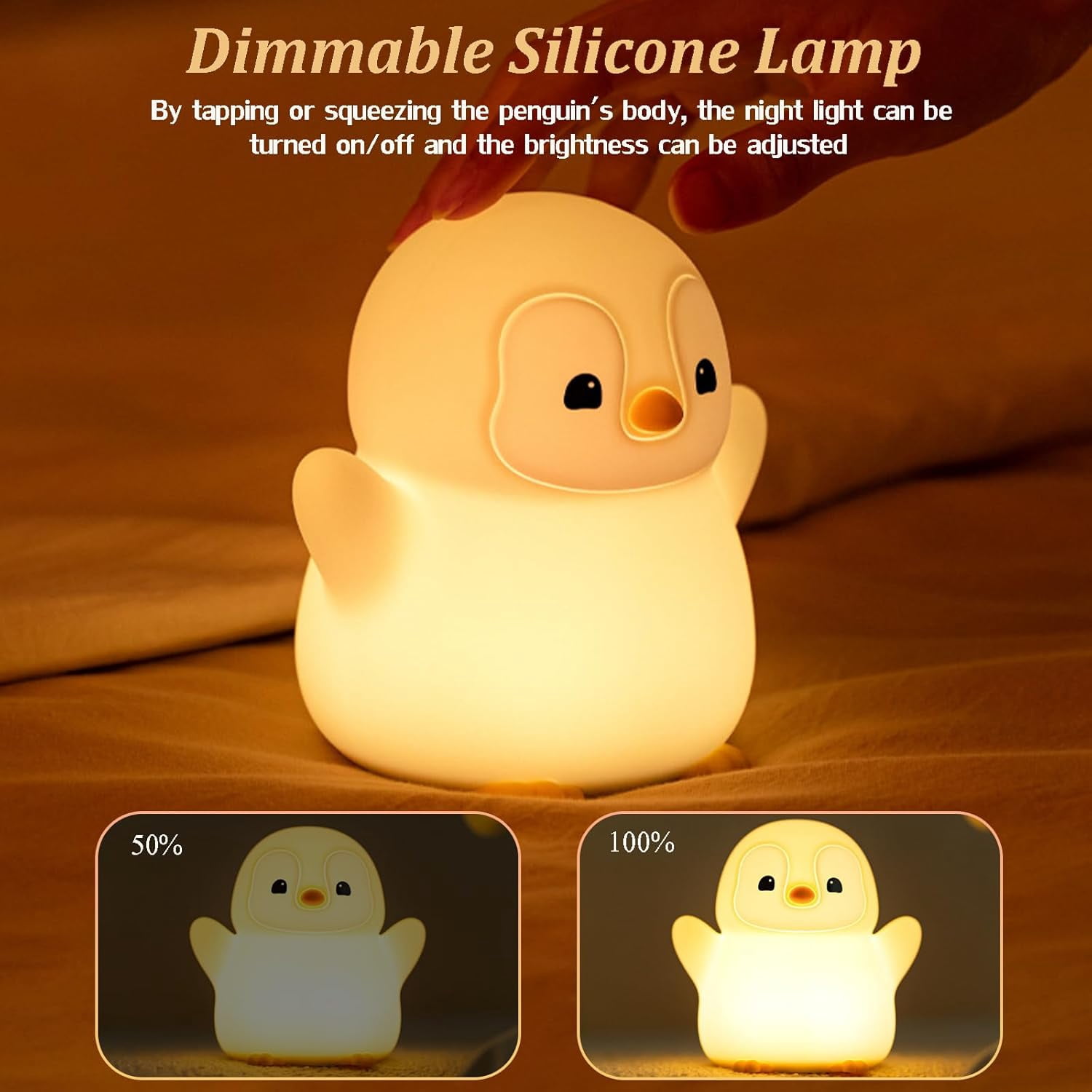 Night Light for Kids, Rechargeable Penguin Silicone Night Light with Timer, Dimmable Nursery Night Lamp, Cute Room Decor Gift for Baby Toddlers Boys Girls