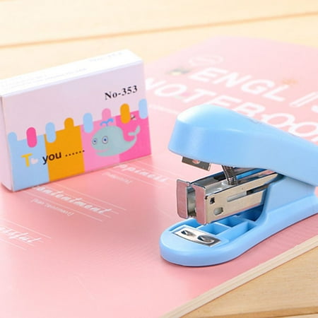 Plastic Mini Stapler Students School Book Sewer Cartoon Manual Office Paper Binding Stapler