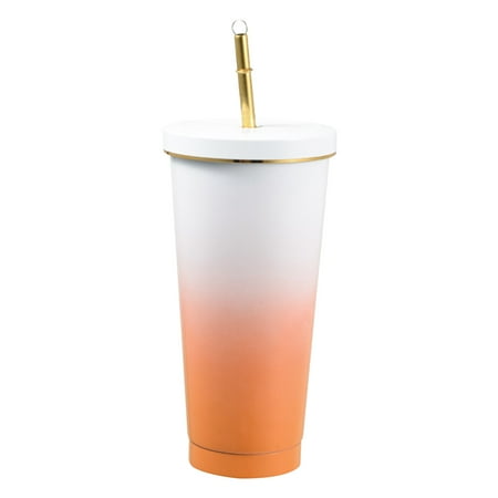 

25oz Insulated Stainless Steel Tumbler Coffee Tumbler with Lid and Straw Double Wall Vacuum Travel Coffee Mug Powder Coated Leak-Proof Tumbler Cup for Home Office Travel