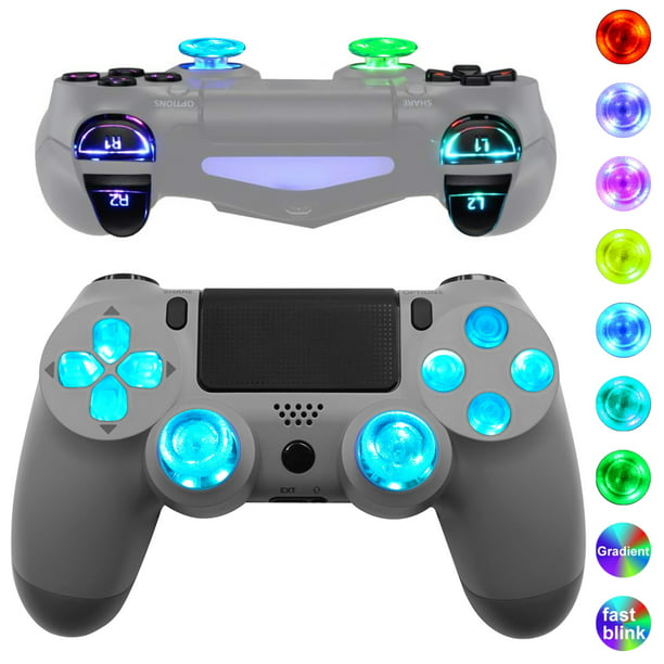 Multi-Colors Luminated D-Pad Thumb Sticks, Face Buttons, DTF LED Kit, 7  Colors 9 Modes with Classical Symbols Buttons for PS4, PS4 Pro, PS4 Slim-  Controller NOT Included 