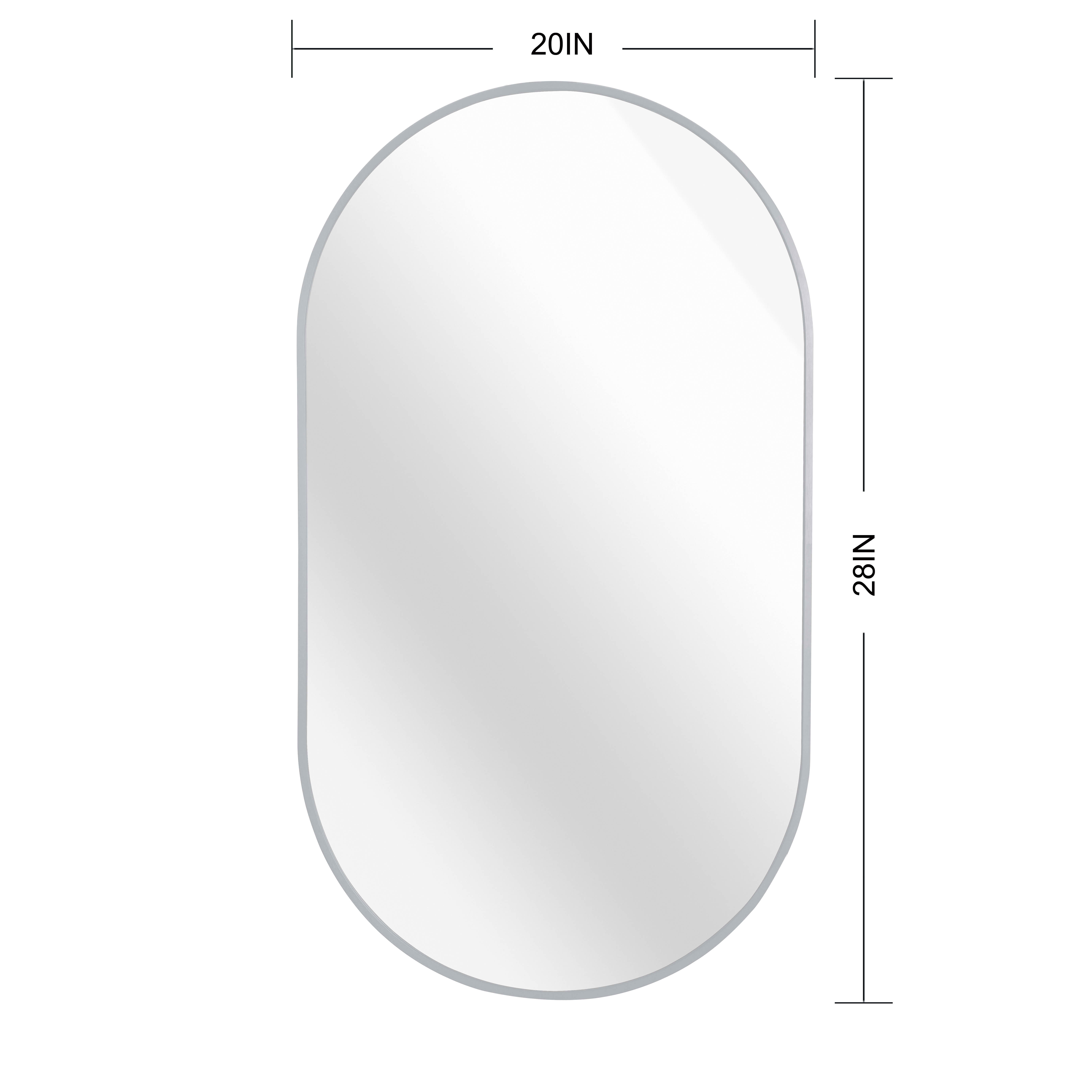 MAYEERTY 20x28 Inch Silver Metal Framed Oval Bathroom Mirror, for Bathroom Wall Decor