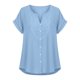 thumbnail image 4 of Craaazy Women's Relaxed Fit V Neck Blouse, Solid Color Short Sleeve Lace Trim Top, Loose Comfy Summer Tee for Work & Weekend Gifts, 4 of 9