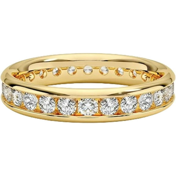 1Ct Round Cut Diamond Eternity Wedding Band 14K Gold Plated