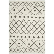 SAFAVIEH Sparta Eliot Geometric Polyester Shag Area Rug, Ivory/Grey, 4' x 6'