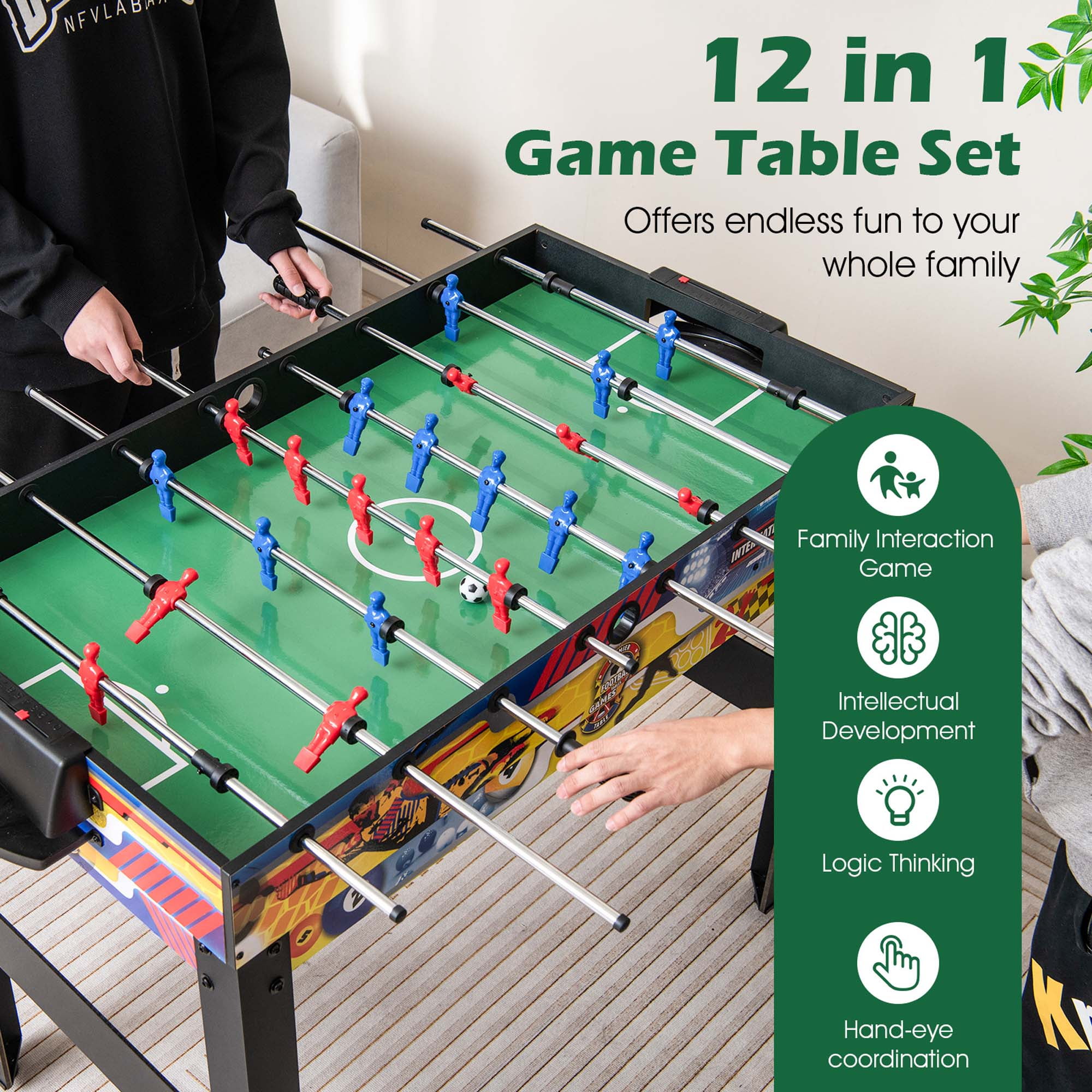 Costway 12-in-1 Combo Game Table Set for Skill & Action Games Gray, 45 lb
