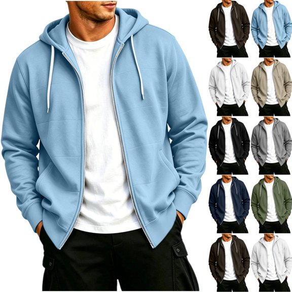 Bxsruta Mens Zip Up Hoodie Long Sleeve Casual Athletic Jacket with Pockets