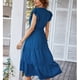 thumbnail image 3 of Vestido a media pierna con cuello en V para mujer Vestido a media pierna con cuello en V informal de múltiples capas con volantes Línea elegante y transpirable para eventosazul S Ccdes No se aplica, 3 of 6