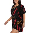 thumbnail image 2 of Kdxio Hot Chili Print Pajamas Sets for Women Short-Sleeved Pjs with Lounge Shorts Two Piece Sleepwear S-4XL, 2 of 8