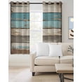 thumbnail image 2 of Farmhouse Blue Grey Brown Blackout Curtains for Bedroom/Living Room, Thermal Insulated Kitchen Curtains, Vintage Ombre Wooden Grommet Darkening Window Treatment Drapes 52"x84"x2, 2 of 8
