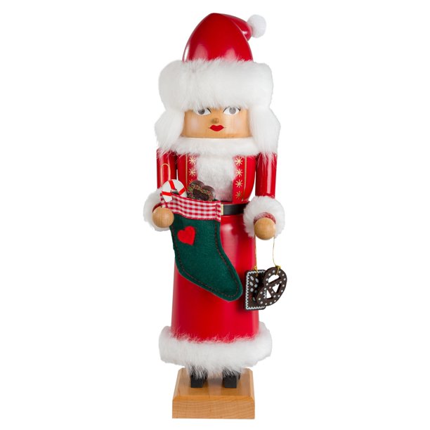 KWO Mrs Santa Claus with Treats German Wood Christmas Nutcracker Made