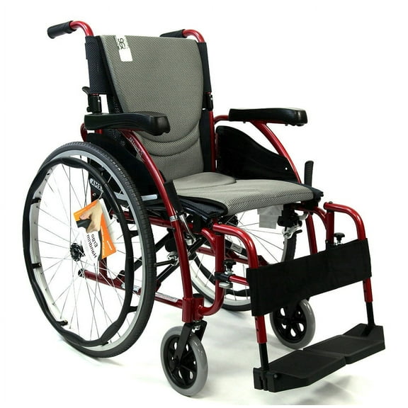 Karman S-125 Ergonomic Ultra Lightweight Manual Wheelchair, Pearl Silver, 18" Seat Width