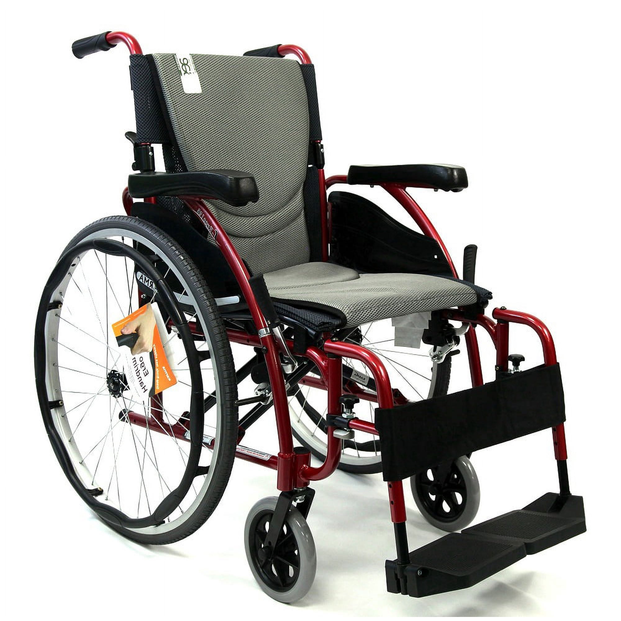 Karman S-125 Ergonomic Ultra Lightweight Manual Wheelchair, Rose Red, 16" Seat Width