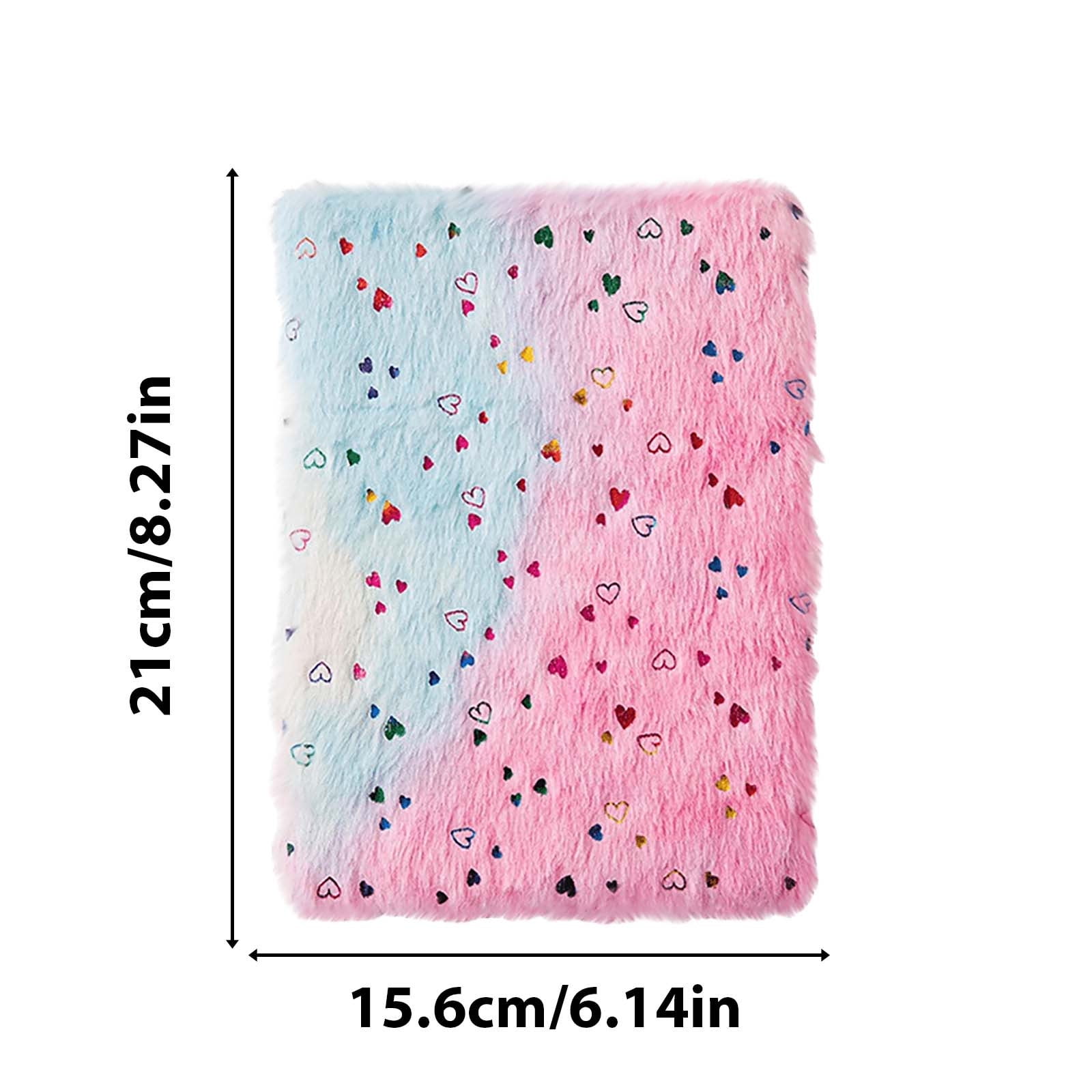 Fluffy Notebook, A5 Notebook Fuzzy Journal Cute Plush Covered Diary Notepad Gradient Colored Writing Drawing Note Taking80 Pages