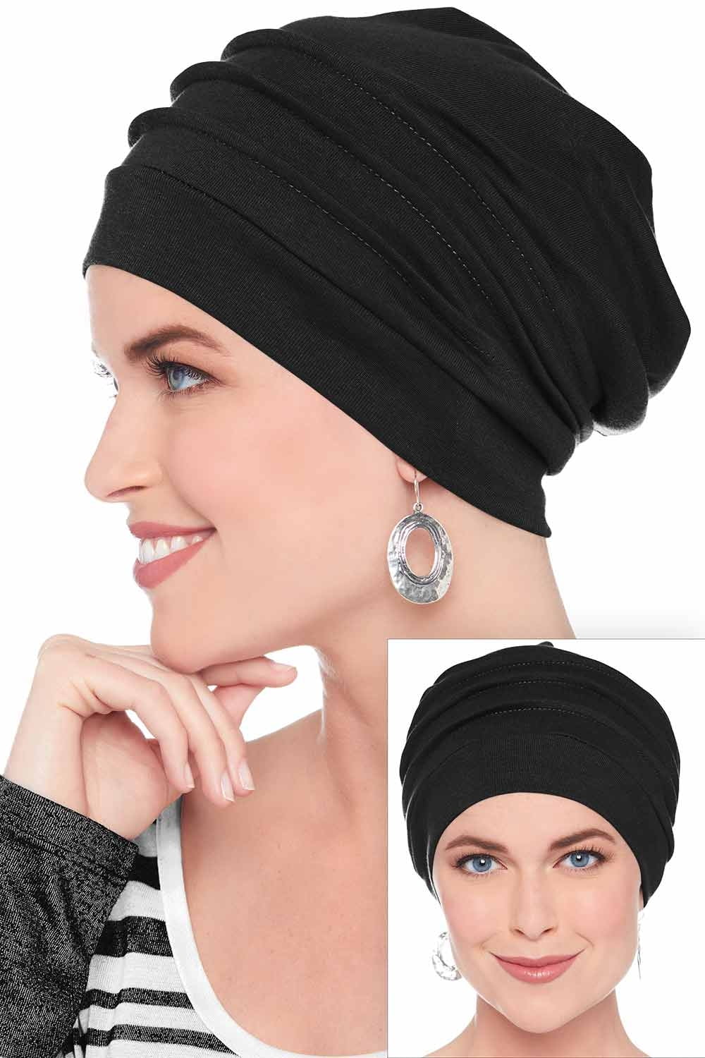 Black Be Sparkle Headcover Slouchy Snood-Cancer Headwear for Women