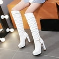 thumbnail image 2 of Lovskoo 2024 Women's Knee High Boots Thigh High Leather Pointed Toe Chunky Stacked Heel Platform Shoes Solid Color High Heel Casual Warm Winter Boots White, 2 of 8