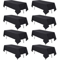 8 Pack Black Tablecloth 60 x 102 Inch Polyester Table Cloth for 6 Foot Rectangle Tables, Wrinkle Resistant Washable Decorative Fabric Table Covers for Wedding Party Banquet Buffet and Camping