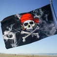 thumbnail image 3 of In the Breeze 3713 — Smokin' Pirate Printed 3x5 Double Sided Grommet Flag, Outdoor Pirate Flag, 3 of 3