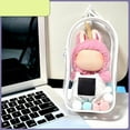 thumbnail image 3 of 2Pack Clear Figure Display Bag with Keychain Portable, Zipper Clear Display Case, Pvc Storage Case Cover for Figures, Dolls,Suitable for 5 to 7 inches doll Pink, 3 of 8