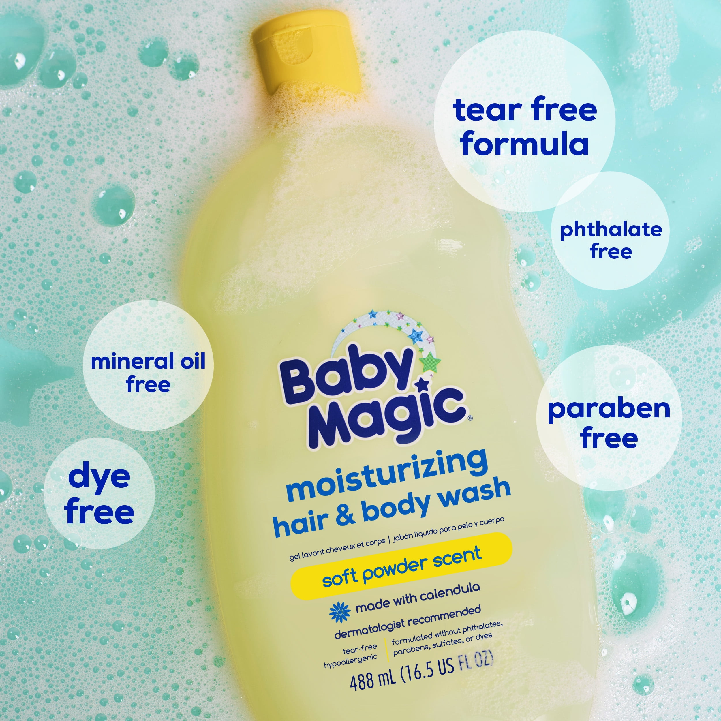 (2 pack) Baby Magic Tear-Free Gentle Hair & Body Wash for Infants, Soft Powder Scent, 16.5 oz