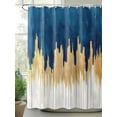 thumbnail image 3 of Blue Gold Waterproof Fabric Shower Curtain, Modern Street Art Splatter Foil Painting Shower Curtain for Bathroom Curtains Bathtubs Hotel Washable Shower Curtains with 12 Hooks Small 36x78in, 3 of 6
