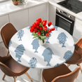 thumbnail image 2 of Abstract Art Fish Blue Round Tablecloth 45-54 Inch Round Fitted Table Cloth with Elastic Edge, Coastal Ocean Summer Marine Life Waterproof Table Cover Protector for Outdoor Picnic Party Dining, 2 of 9