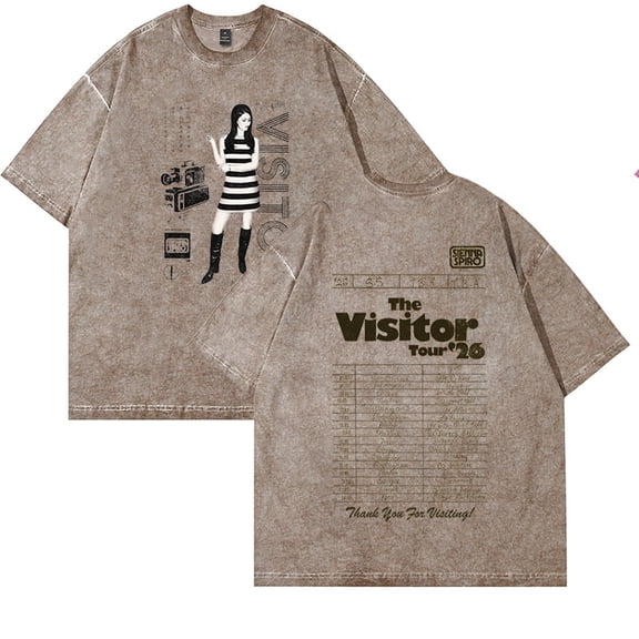 Sienna Spiro Merch 2026 The Visitor Tour Vintage Washed Cotton Dirtyfit T-Shirt Oversized Black Graphic Y2K Tee