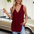 thumbnail image 2 of Women's V-Neck Tee with Sleeveless Dressy Casual Shirts 2026 Spring Summer Tank Tops, 2 of 8