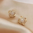 thumbnail image 3 of 1Ct Lab Created Diamond Round Stud Women's Earrings 14K Yellow Gold Plated, 3 of 3
