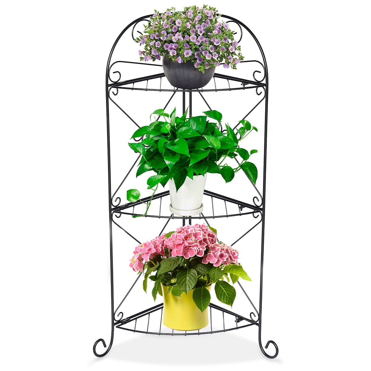 Hongyi Folding Metal Plant Stand 3Tier Vertical Metal