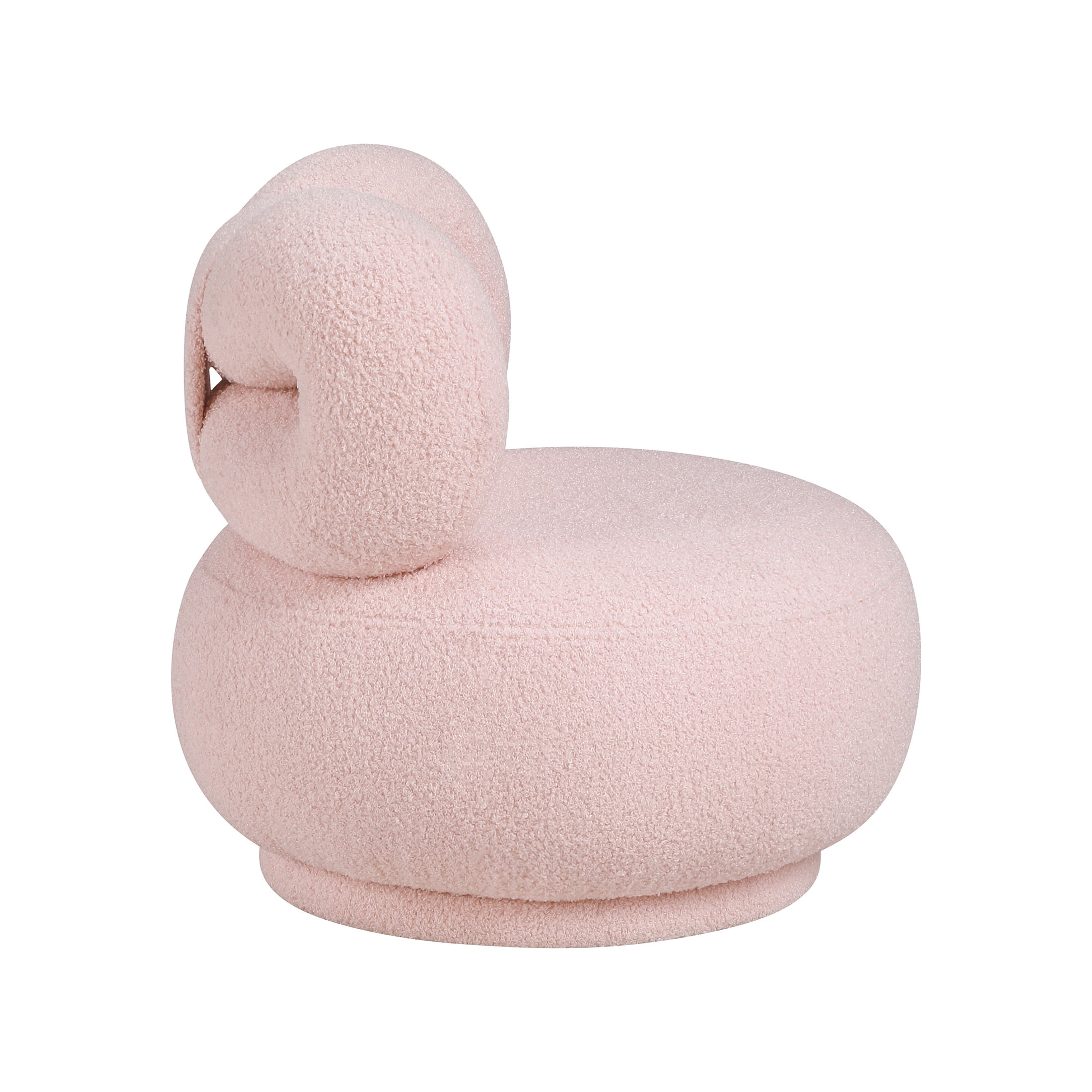 OakvillePark Wooda Modern Bow Shaped Boucle Mini Kid's Swivel Chair, Pink