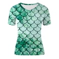 thumbnail image 5 of Trendfront Womens Summer V Neck Short Sleeve Tops Oversized Loose Fit Scale Tees Digital Graphic Printed Fashion T-Shirts, 5 of 5