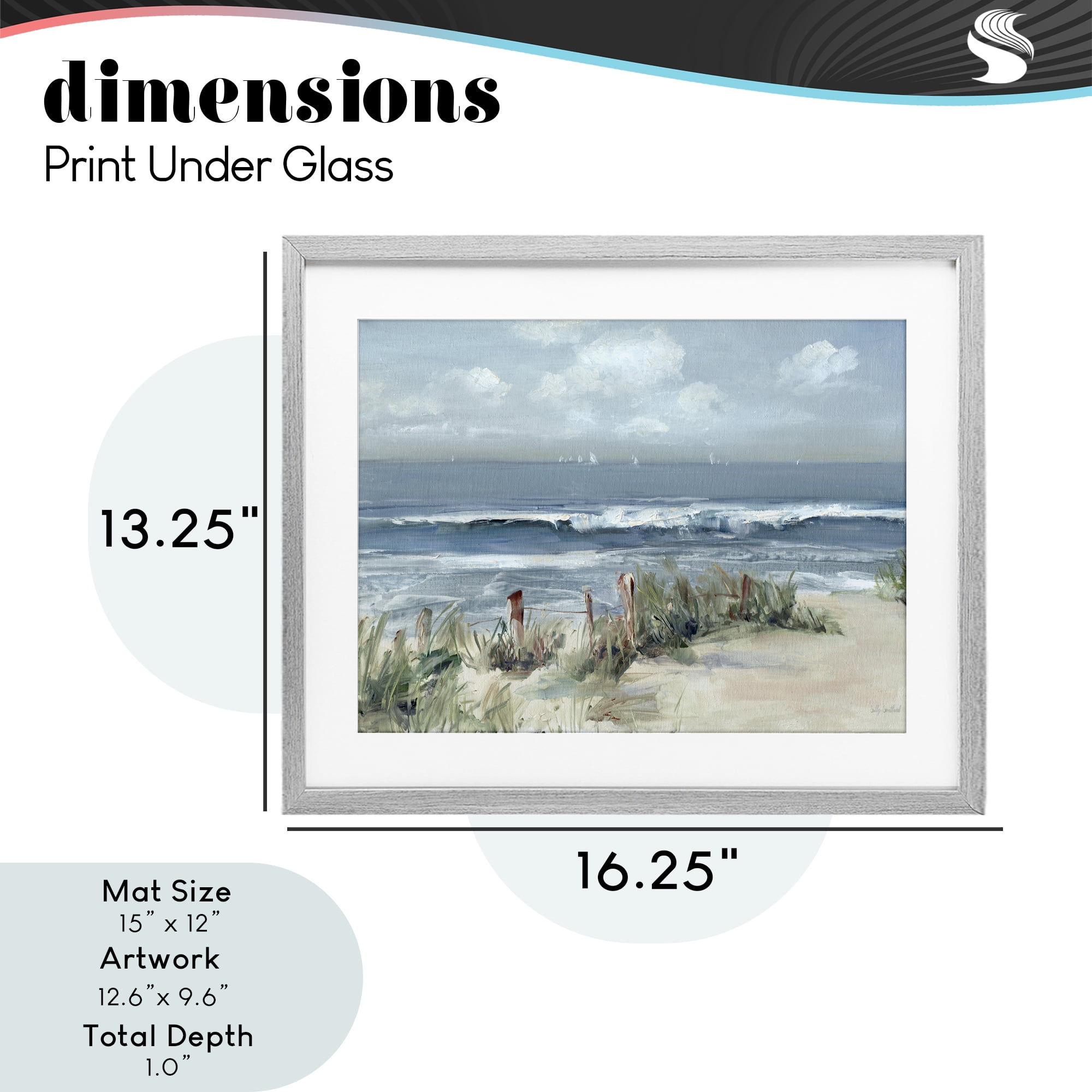 Stupell Industries Brushed Expression of Coast Gray Framed Print Under Glass, design by Sally Swatland