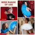 thumbnail image 6 of Uxcell Embroidered Flower Marabou Feather Fan, Vintage Folding Handheld Fan for Costume Party Dancing Wedding Show Sky Blue, 6 of 6