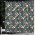 thumbnail image 3 of Ambesonne Floral Shower Curtain, Flower Illustration on Dark, 69"Wx70"L, Jade Green Peach Fawn, 3 of 4