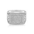 thumbnail image 3 of Tilo Jewelry Solid 925 Sterling Silver Pave Square Signet Ring Statement Pinky Ring | Size 9 | Classic Ring for Men, 3 of 7