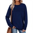 thumbnail image 2 of Women's Long Sleeve Shirts Fall Fashion 2025 Dressy Casual Blouses Trendy Pleated Tunic Tops for Leggings 01-Blue XL, 2 of 3