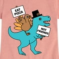 thumbnail image 3 of Instant Message - Eat Pizza Turkey Dino - Toddler & Youth Girls Short Sleeve Graphic T-Shirt, 3 of 6