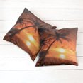 thumbnail image 6 of Ambesonne Tropical Throw Pillow Cover 2 Pack, Twilight Coconut Palms, 18", Coral Orange Brown, 6 of 7
