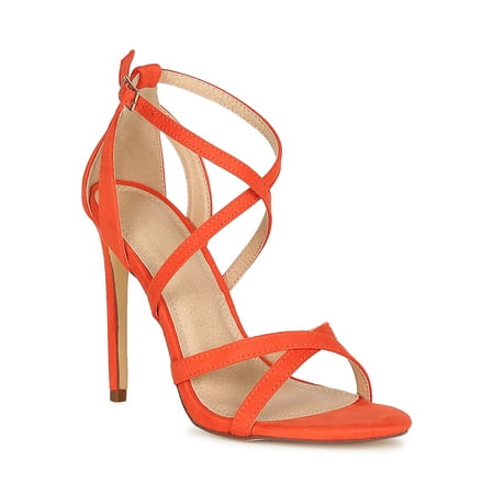 Suede Criss Cross - Women Faux Suede Strappy Crisscross Caged Open Toe Heel Sandal 18775