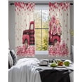 thumbnail image 3 of Valentine's Day Sheer Curtains 54 Inch Length 2 Panels Set for Living Room/Bedroom, Romantic Love Truck Roses Plaid Beige Kitchen Curtains Grommet Semi-Sheer Curtains Window Treatments 42"x54"x2, 3 of 7