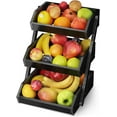 thumbnail image 3 of Large Bamboo Fruit Basket, 3 Tier Fruit Bowl for Kitchen Counter, Fruit Holder for Kitchen Countertop, Snack Fruit Vegetable Storage Basket Stand (BLACK), 3 of 14